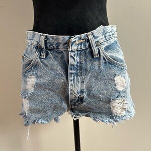 Wrangler Blue Distressed Jean Shorts